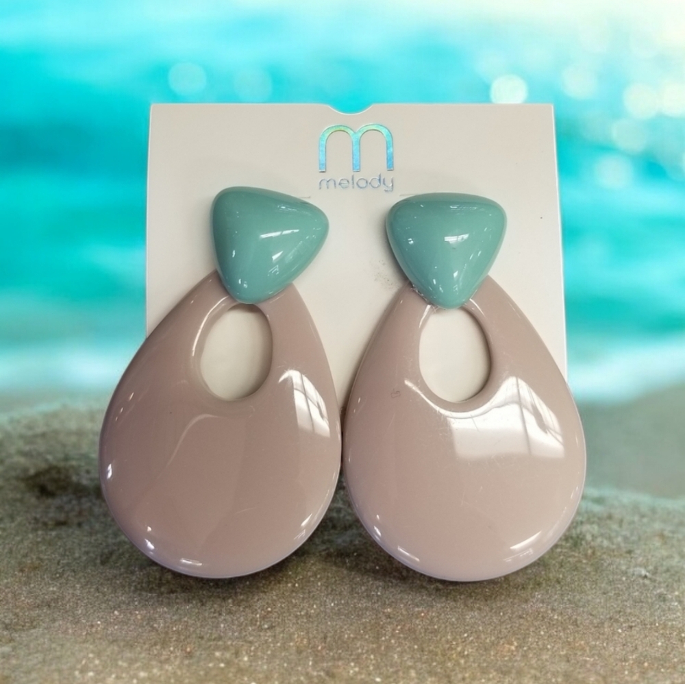 3 for $15 Two Tone Teal & Grey Teardrop Earrings